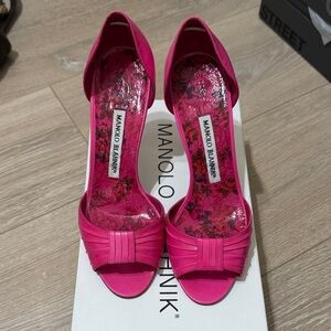 Manolo Blahnik Fuchsia Open-Toe Heels